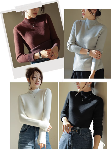 Half turtleneck long sleeve sweater_BDHL5551 