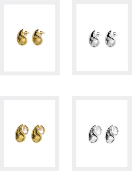 Water drop pierce or ear clips_BDHL5561