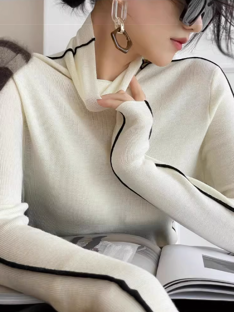 Contrast color pile sweater_BDHL5562