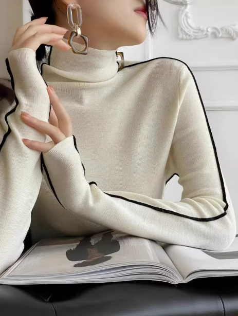 Contrast color pile sweater_BDHL5562 