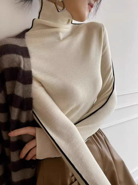 Contrast color pile sweater_BDHL5562 