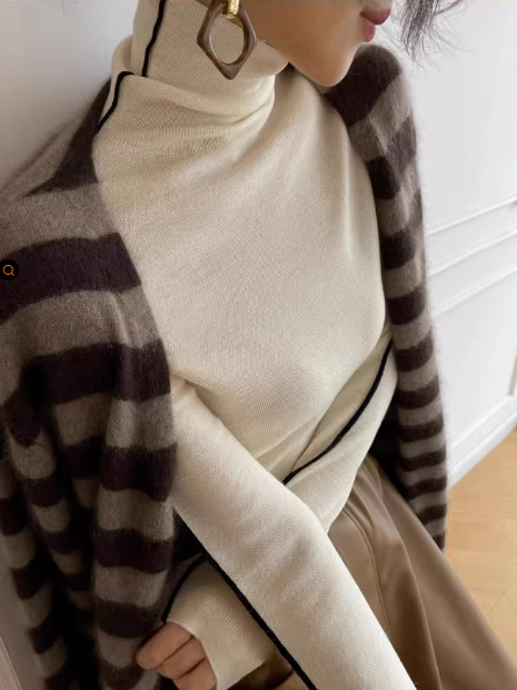 Contrast color pile sweater_BDHL5562 