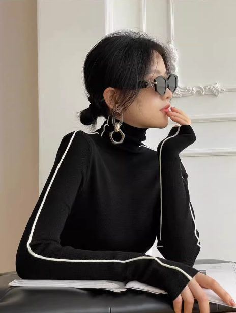 Contrast color pile sweater_BDHL5562 