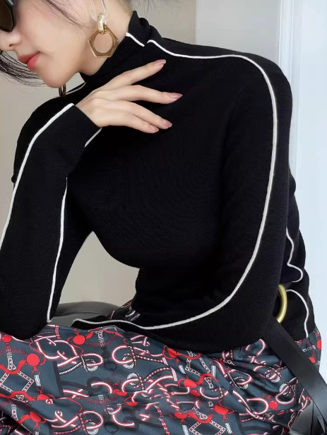 Contrast color pile sweater_BDHL5562