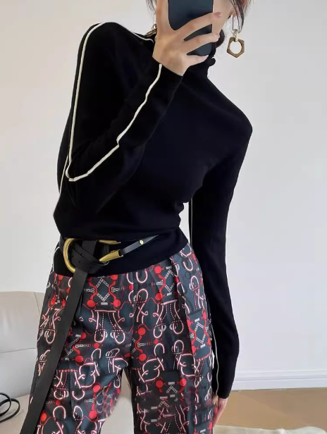 Contrast color pile sweater_BDHL5562 