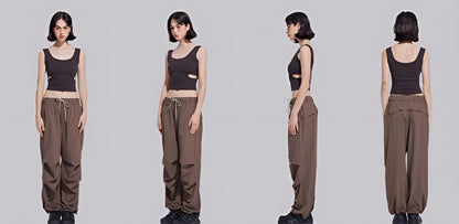 Quick-Drying Pleated Cargo Pants_BDHL6317