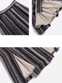 Retro Striped Slim Slit Skirt_BDHL6830