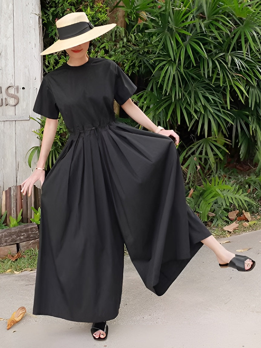 Waist Slim Pleated Jumpsuit_BDHL6293