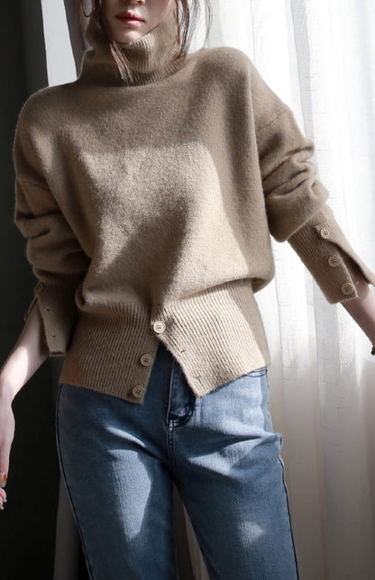 High waist turtleneck slim sweater_BDHL5637 