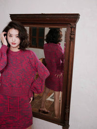 Mixed Yarn Sweater Skirt Set Up_BDHL4911