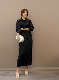 Retro Waist Slim Shirt Dress_BDHL6282