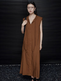 Tucked Flared Sleeveless Dress_BDHL4656