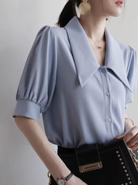 Puff Sleeve Chiffon Shirt_BDHL4871 - HELROUS