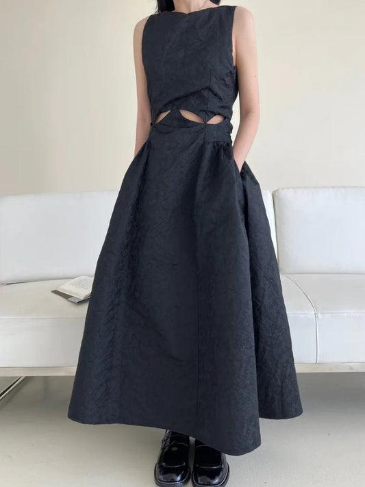 Japan Limited [Instant Delivery] Waist Cutout Sleeveless Flared Dress_BDHL4779