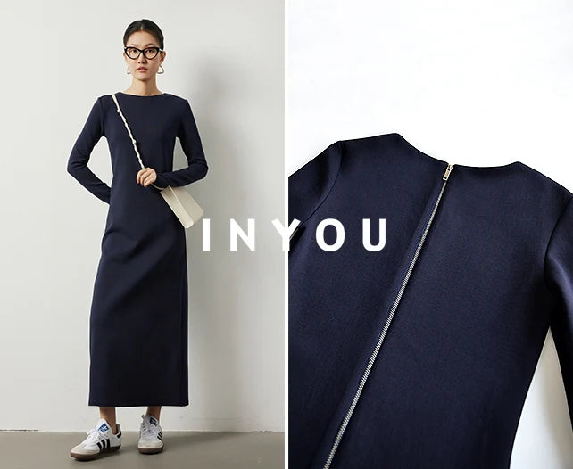 Back zipper slim long skirt_BDHL5475