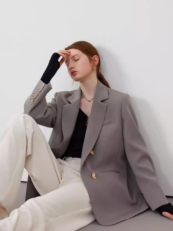 Gold Button Casual Suit Jacket_BDHL7144