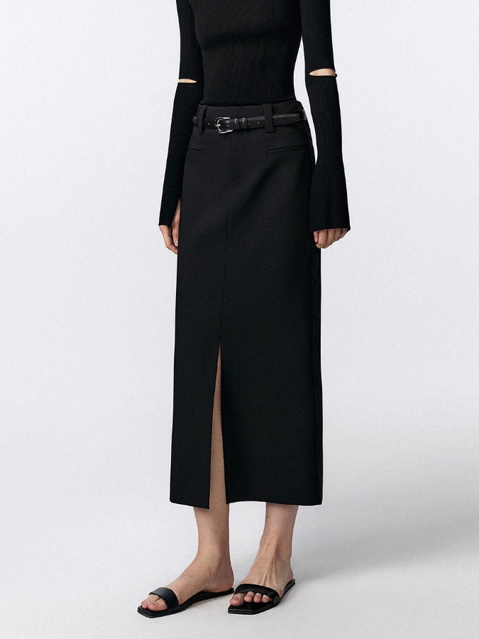 Front slit straight skirt_BDHL5024 - HELROUS