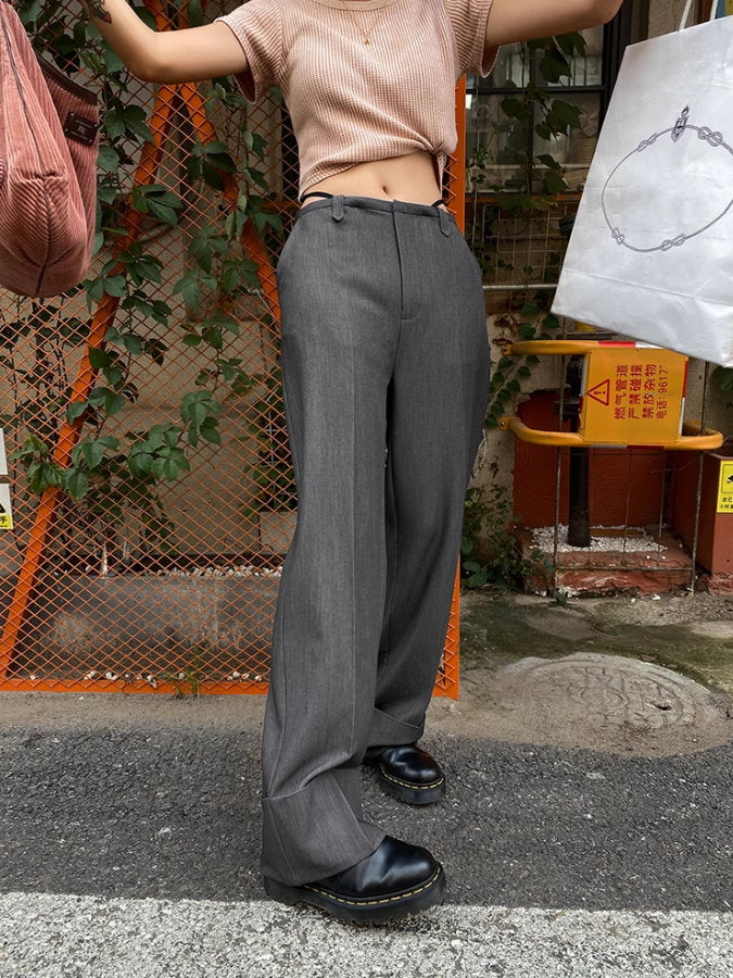 Waist strap wide leg pants_BDHL5116