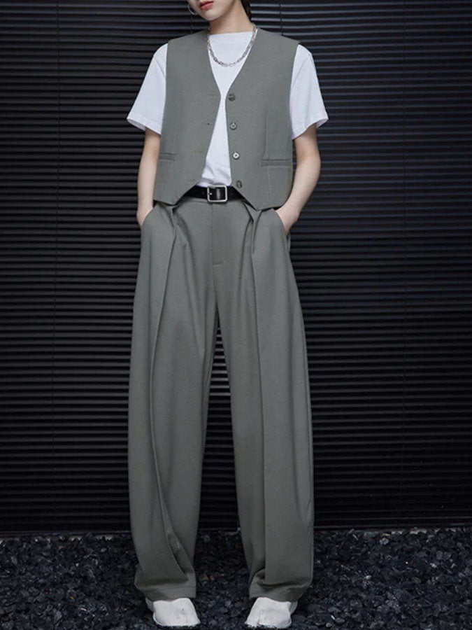 Deep tuck wide leg pants_BDHL4826