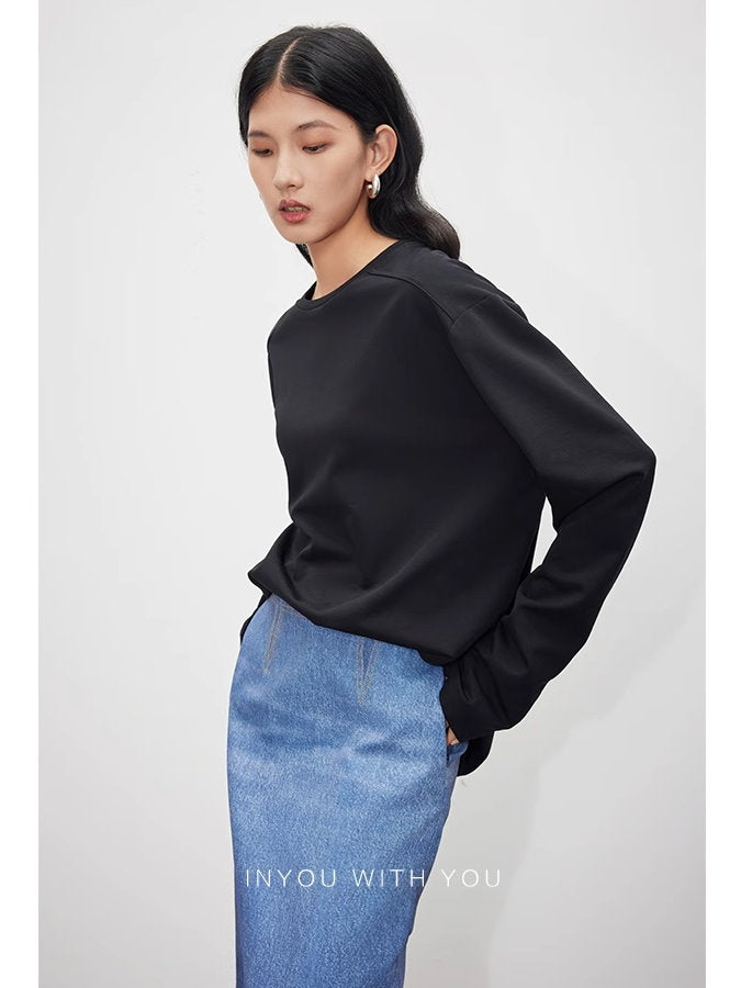 Round Neck Long Sleeve Shirt_BDHL4915