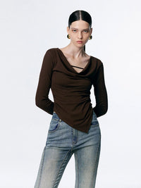 Draped neck pullover shirt_BDHL5023