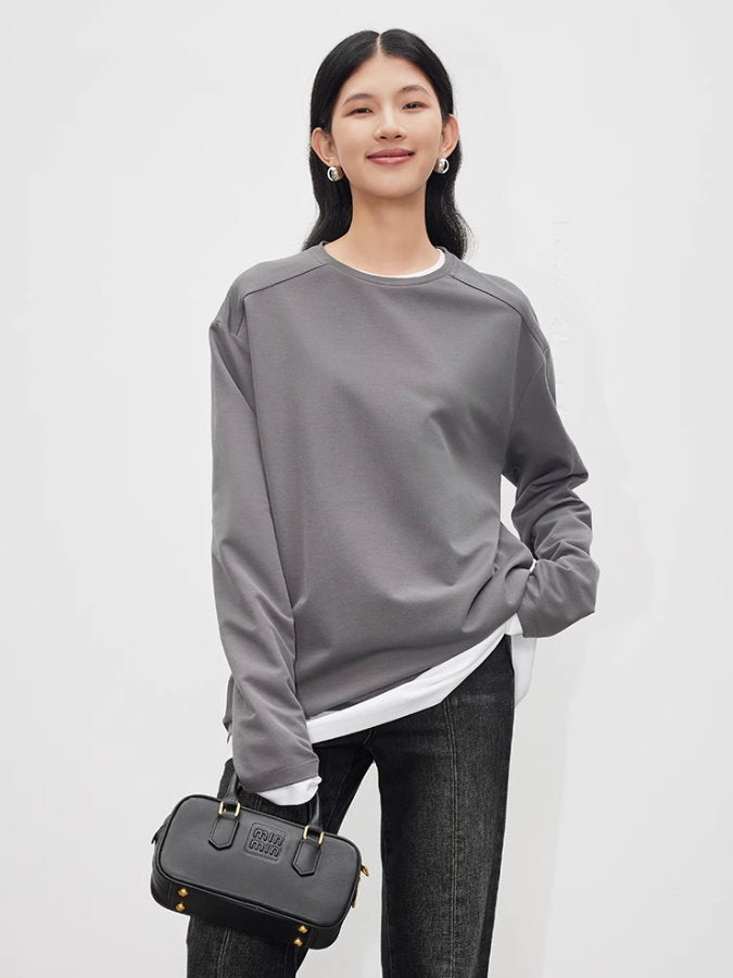 Round Neck Long Sleeve Shirt_BDHL4915
