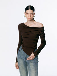 Draped neck pullover shirt_BDHL5023