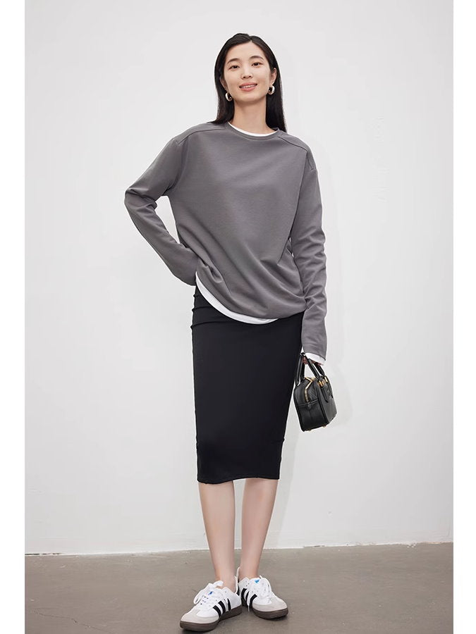 Round Neck Long Sleeve Shirt_BDHL4915