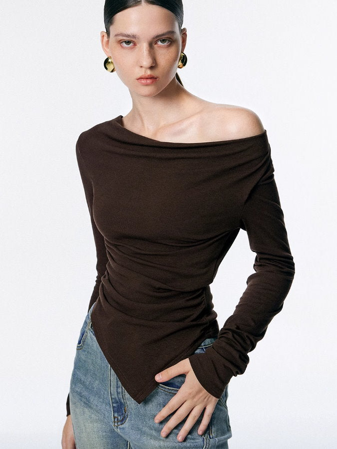 Draped neck pullover shirt_BDHL5023