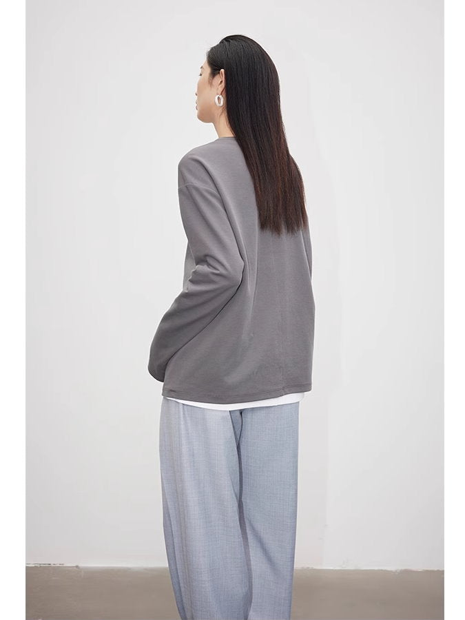 Round Neck Long Sleeve Shirt_BDHL4915