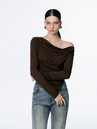 Draped neck pullover shirt_BDHL5023