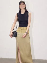 Waist Side Slit Tight Skirt_BDHL4799