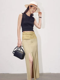 Waist Side Slit Tight Skirt_BDHL4799