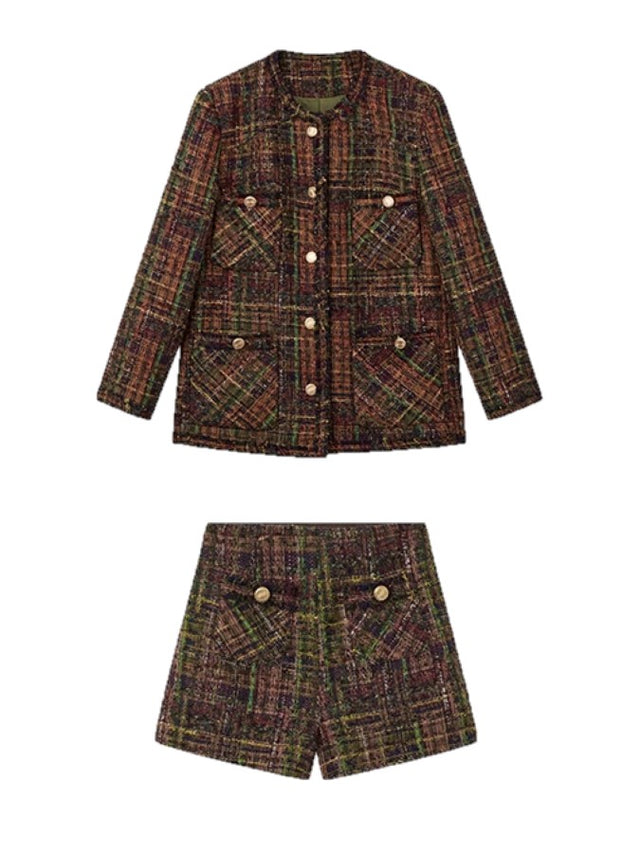 Check tweed jacket shorts setup_BDHL4930