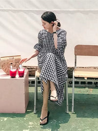 Twist Back Champ Gingham Check Dress_HL3707