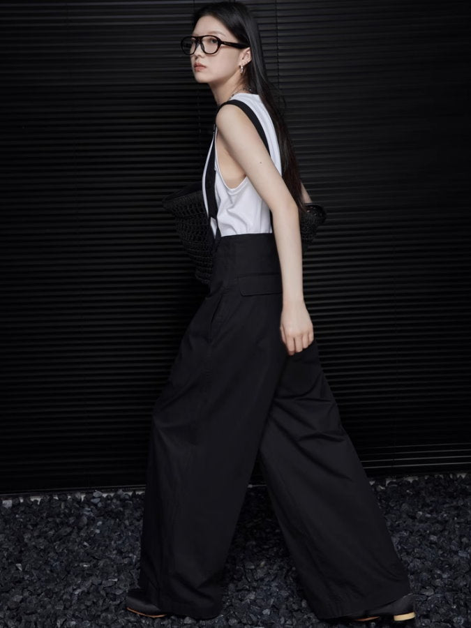 Wide leg suspender pants_BDHL4704