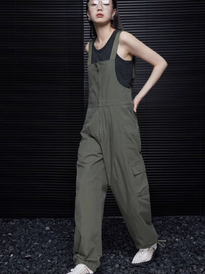 Back hollowed-out front zip overalls_BDHL4677