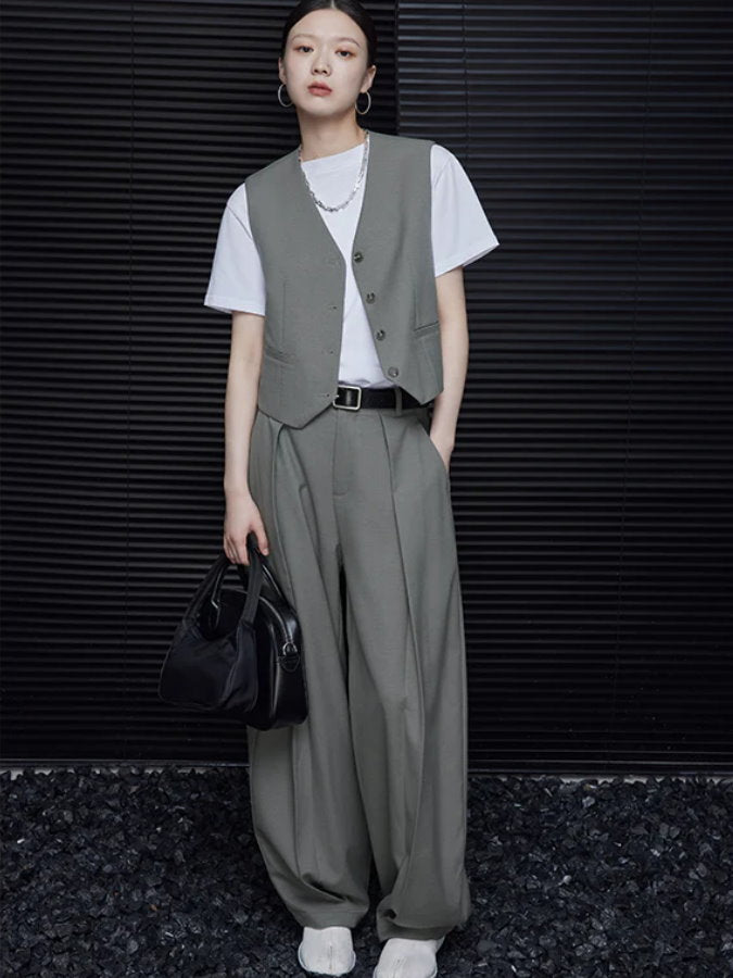 Deep tuck wide leg pants_BDHL4826