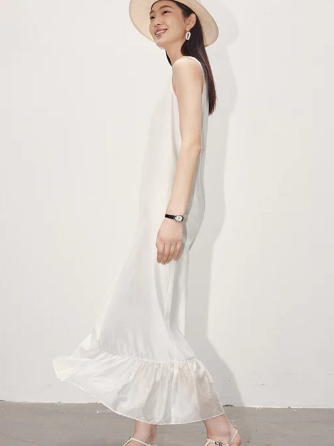 Flared hem sleeveless dress_BDHL4665