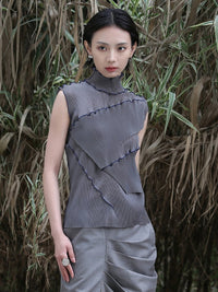 Mellow Piping High Neck Sleeveless shirt_BDHL4591