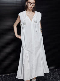 Tucked Flared Sleeveless Dress_BDHL4656