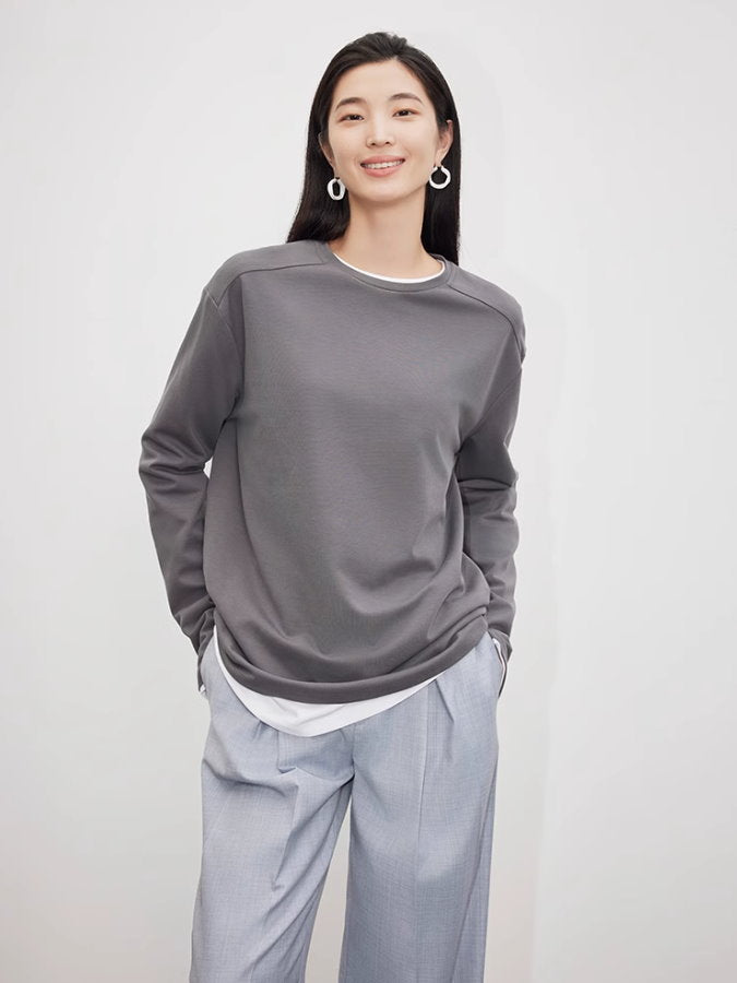 Round Neck Long Sleeve Shirt_BDHL4915