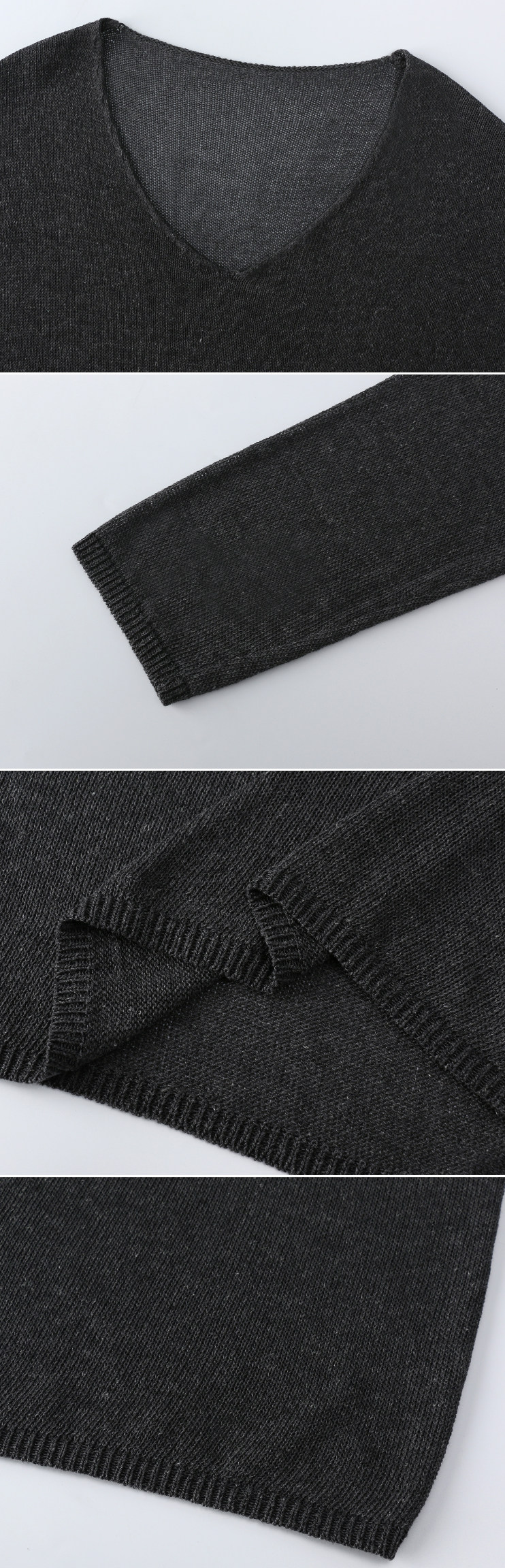 Spring V-neck Tencel Linen Relaxed Knit Sweater_BDHL8206