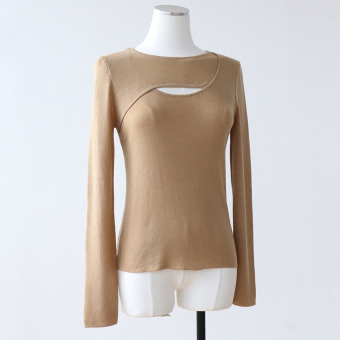 【即納】Front Cutout Layered Knit Top_LCHK171LCHK173