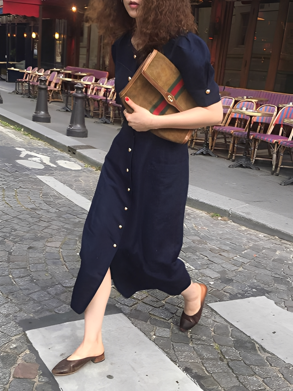 Front Button Short-Sleeved Dress_BDHL7571