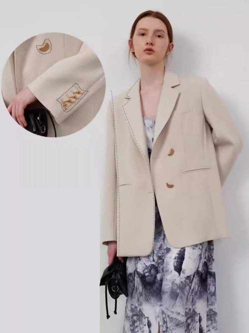 Gold Button Casual Suit Jacket_BDHL7144