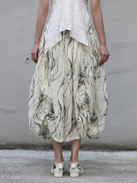 Wrinkled Ink Print Balloon Skirt_BDHL4589