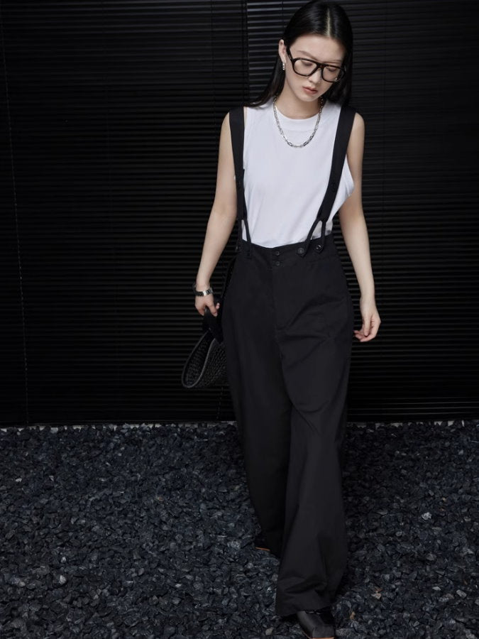 Wide leg suspender pants_BDHL4704