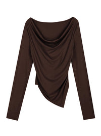 Draped neck pullover shirt_BDHL5023