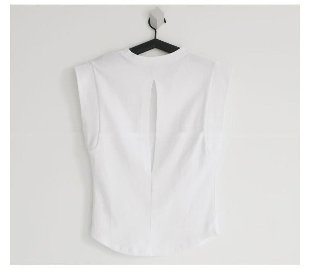 Back Open Power Shoulder T-Shirt_5015